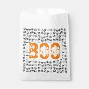 Orange Boo Halloween Spooky Skull Pattern Favour Bags