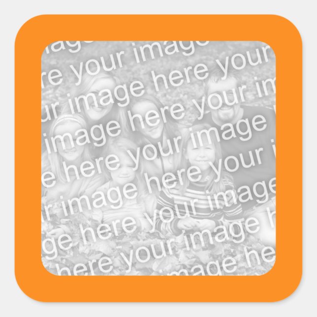 Orange Border Photo Square Sticker (Front)