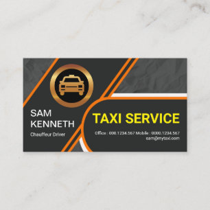 Orange Border Transport Routes Taxi Driver Business Card