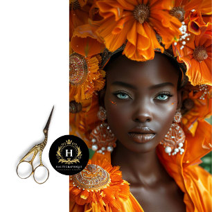 Orange Botanical African American Woman Decoupage  Tissue Paper