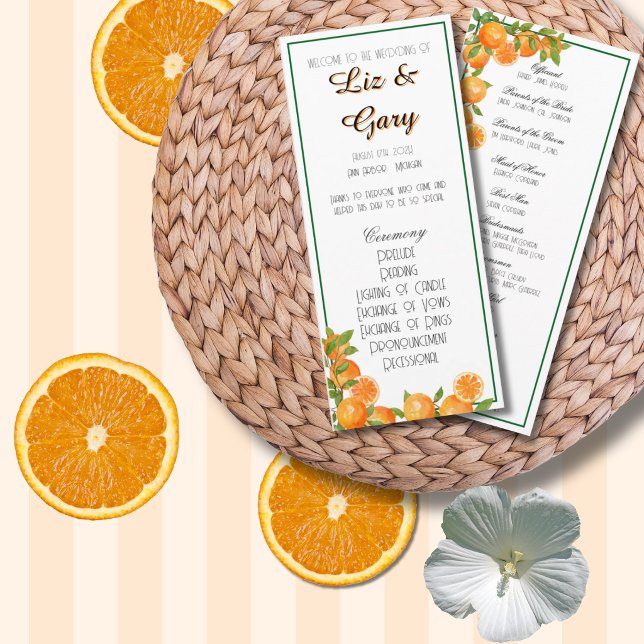 Orange Botanical Elegant Minimalist Program Programme (Creator Uploaded)
