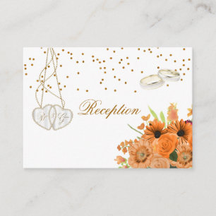 Orange Bouquet Flower  - Reception Enclosure Card