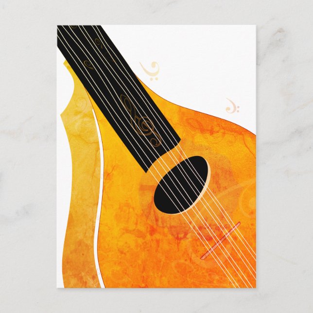 Orange Bouzouki Art Musical Instrument  Postcard (Front)