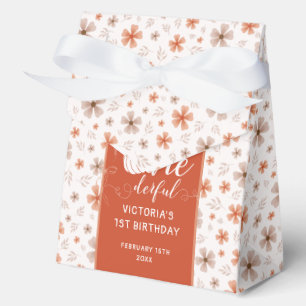 ORANGE BOW & ARCH FALL PUMPKIN FLOWERS BIRTHDAY FAVOUR BOX