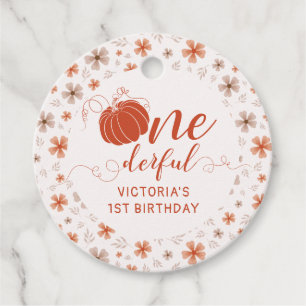ORANGE BOW & ARCH FALL PUMPKIN FLOWERS BIRTHDAY FAVOUR TAGS