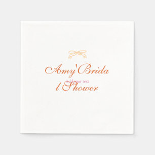 Orange bow bridal shower bold retro hand drawn nam napkin