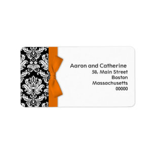 Orange Bow Damask Address Labels