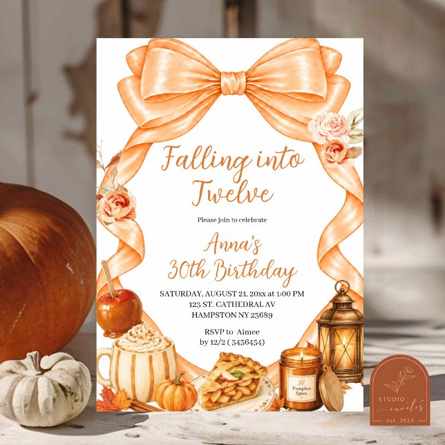Orange Bow Fall into birthday Invitation (Creator Uploaded)