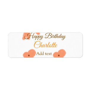 Orange bow flower pastel watercolor birthday name