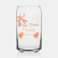 Orange bow flower pastel watercolor birthday name