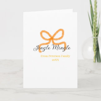 Orange bow jingle Mingle retro boho family namdate Card
