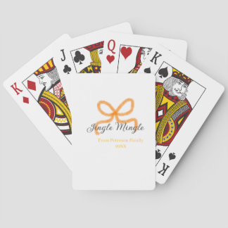 Orange bow jingle Mingle retro boho family namdate Playing Cards