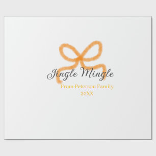 Orange bow jingle Mingle retro boho family namdate Wrapping Paper