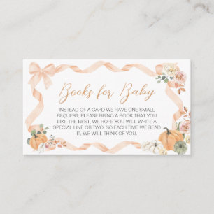 Orange Bow Pumpkin Baby Shower Books for Baby Enclosure Card