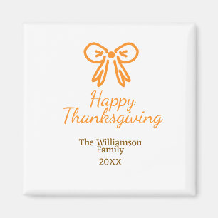 Orange bow retro happy thanksgiving add family n magnet