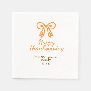 Orange bow retro happy thanksgiving add family n napkin