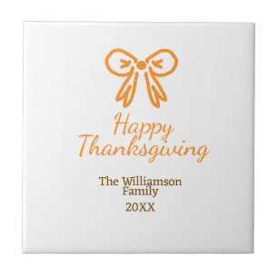 Orange bow retro happy thanksgiving add family n tile