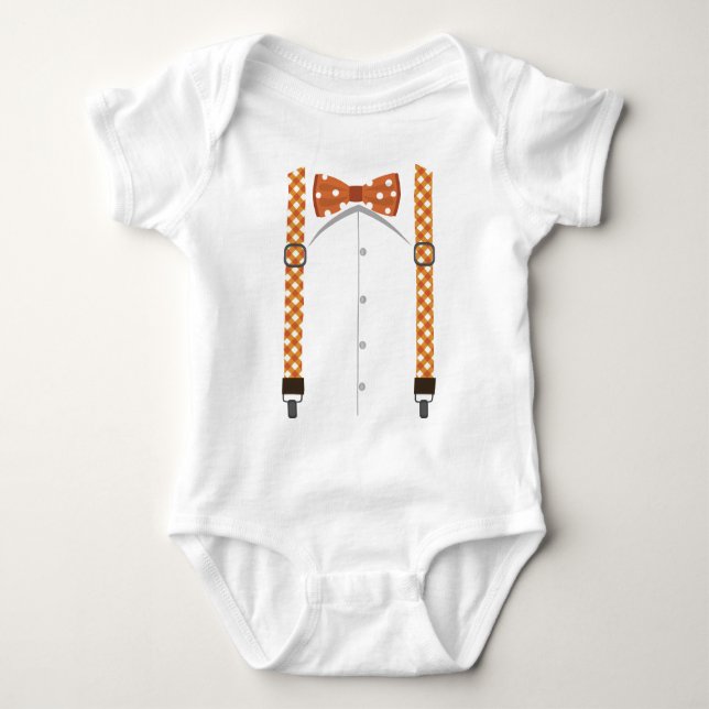 Orange Bow Tie & Suspenders Bodysuit (Front)