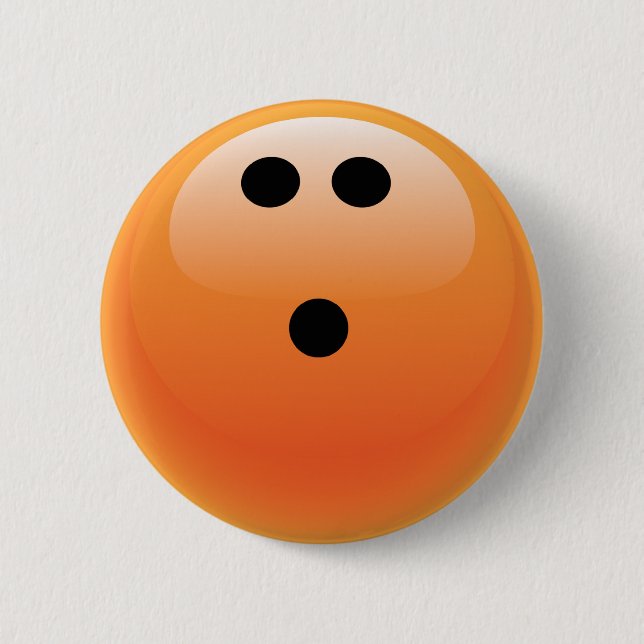 ORANGE BOWLING BALL 6 CM ROUND BADGE (Front)
