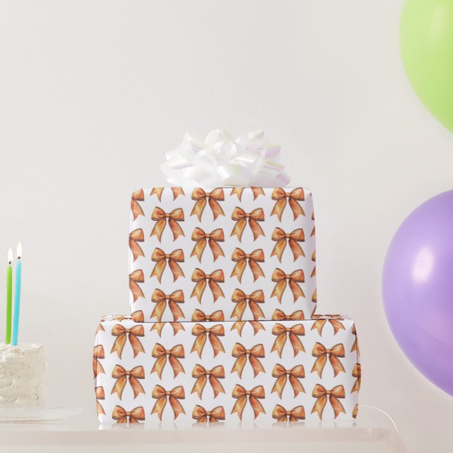 Orange Bows Birthday Wrapping Paper (Party Gifts)