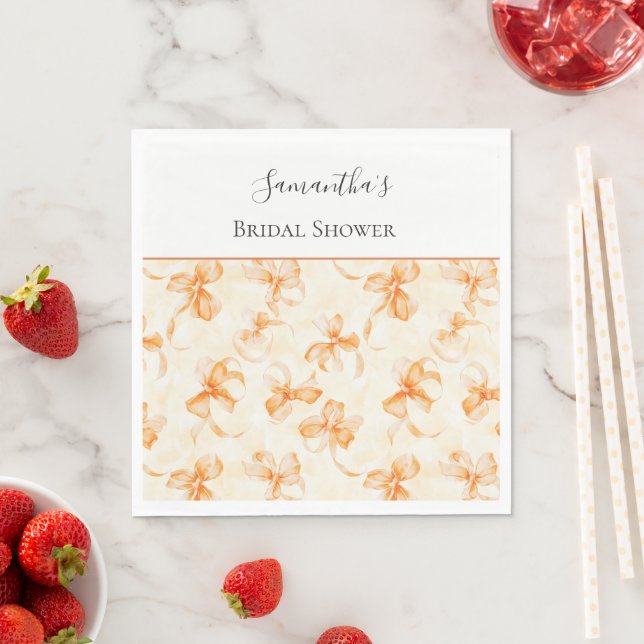 Orange Bows Bridal Shower Napkin (Insitu)