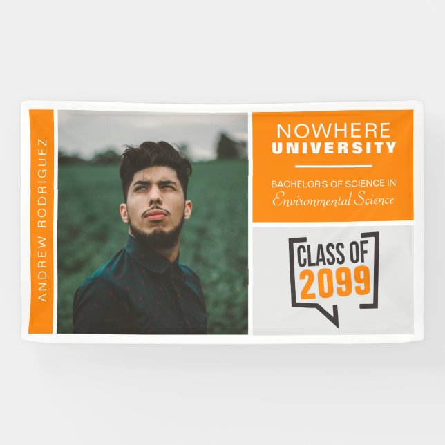Orange Boxes & Photo Graduation Banner (Horizontal)