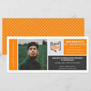 Orange Boxes & Photo Wide Graduation Invitation