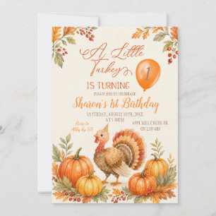 Orange Boy Turkey 1st Birthday Invitation