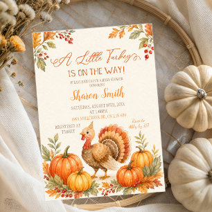 Orange Boy Turkey Baby Shower Invitation