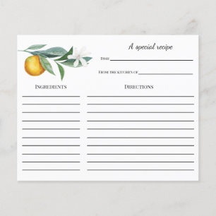 Orange Branch Bridal Shower Recipe card