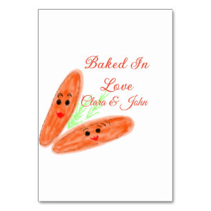 Orange bread couple emoji baked in love add name d table number
