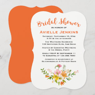 Orange Bridal Shower Lily Flowers Invitation