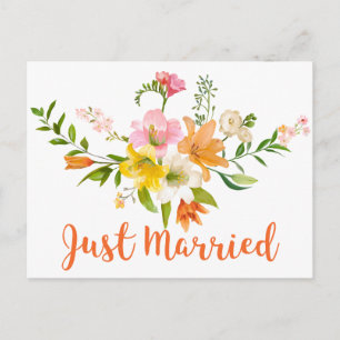 Orange Bridal Shower Lily Flowers Pink Yellow Invitation Postcard