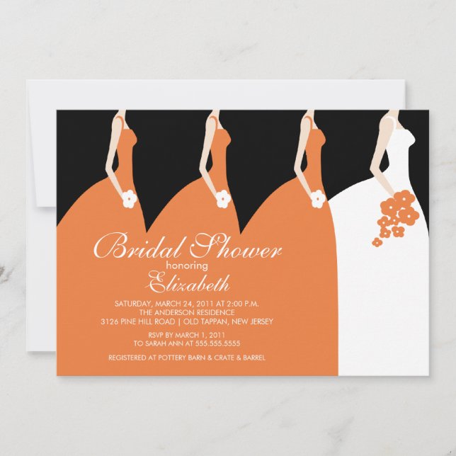 Orange Bride Bridesmaids Bridal Shower Invitation (Front)
