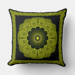Orange bright fractal framed pattern cushion