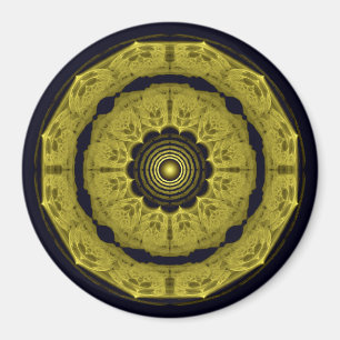 Orange bright round fractal ornament magnet