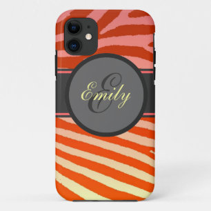 Orange bright zebra stripes custom iphone 5 case