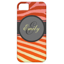 Orange bright zebra stripes custom iphone 5 case