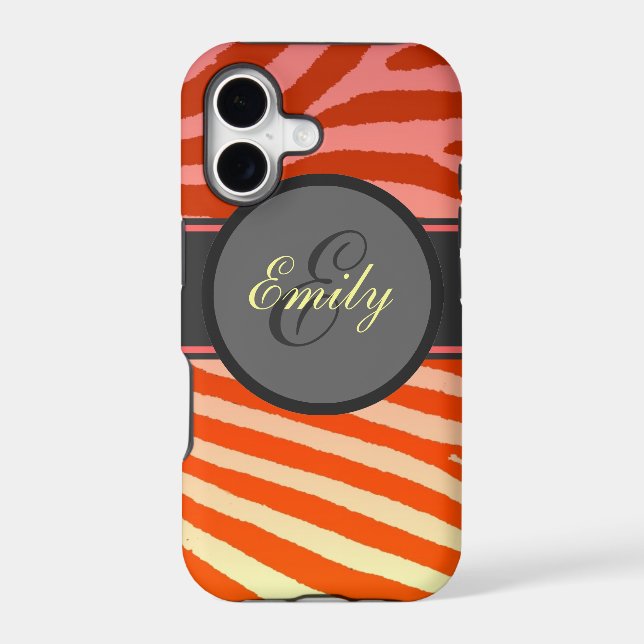 Orange bright zebra stripes custom iphone 5 case (Back)