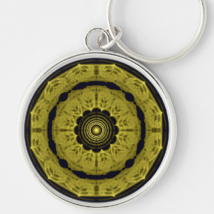 Orange brilliant fractal ornament key ring