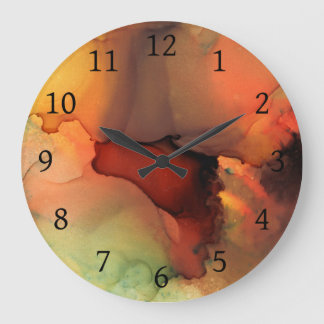 Orange Brown Abstract 59 Large Clock