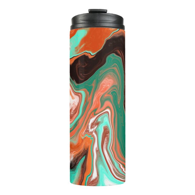 Orange Brown Abstract Art modern Thermal Tumbler (Front)