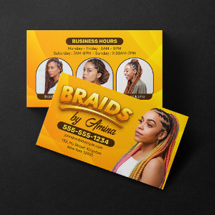 Orange Brown African Hair Braiding Braids Salon Business Card