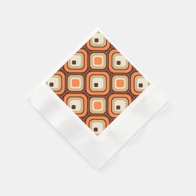 Orange, brown and beige squares napkin (Corner)