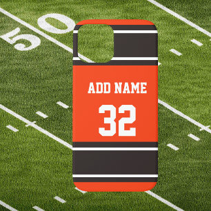 Orange Brown and White Sports Stripe iPhone 12 Case