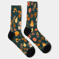 Orange brown autumn pattern on deep fern green