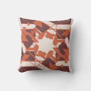Orange Brown Beige Mediterranean Abstract Flower Cushion