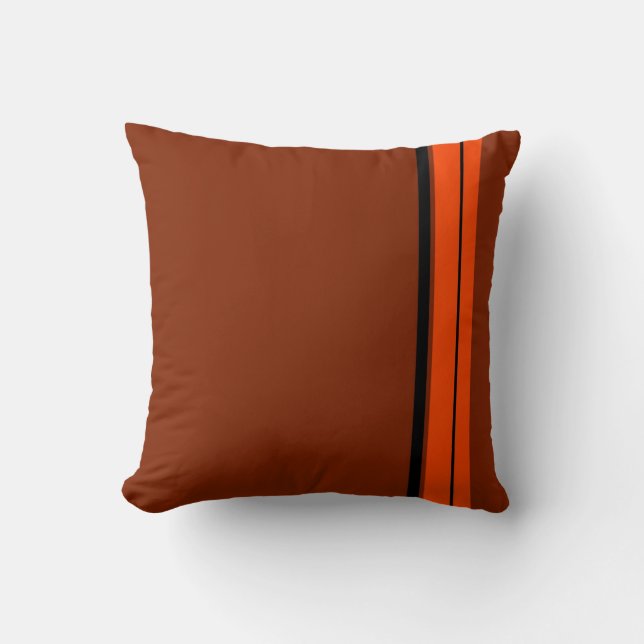 Orange Brown Black Stripes Art Design Abstract Cushion (Front)