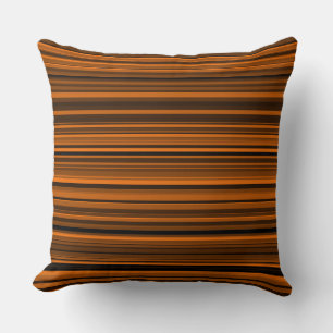 Orange Brown Black Stripes Cushion