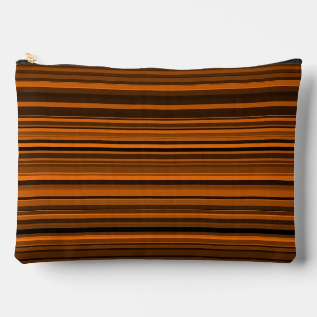 Orange Brown Black Stripes Large Accessory Pouch (Front)